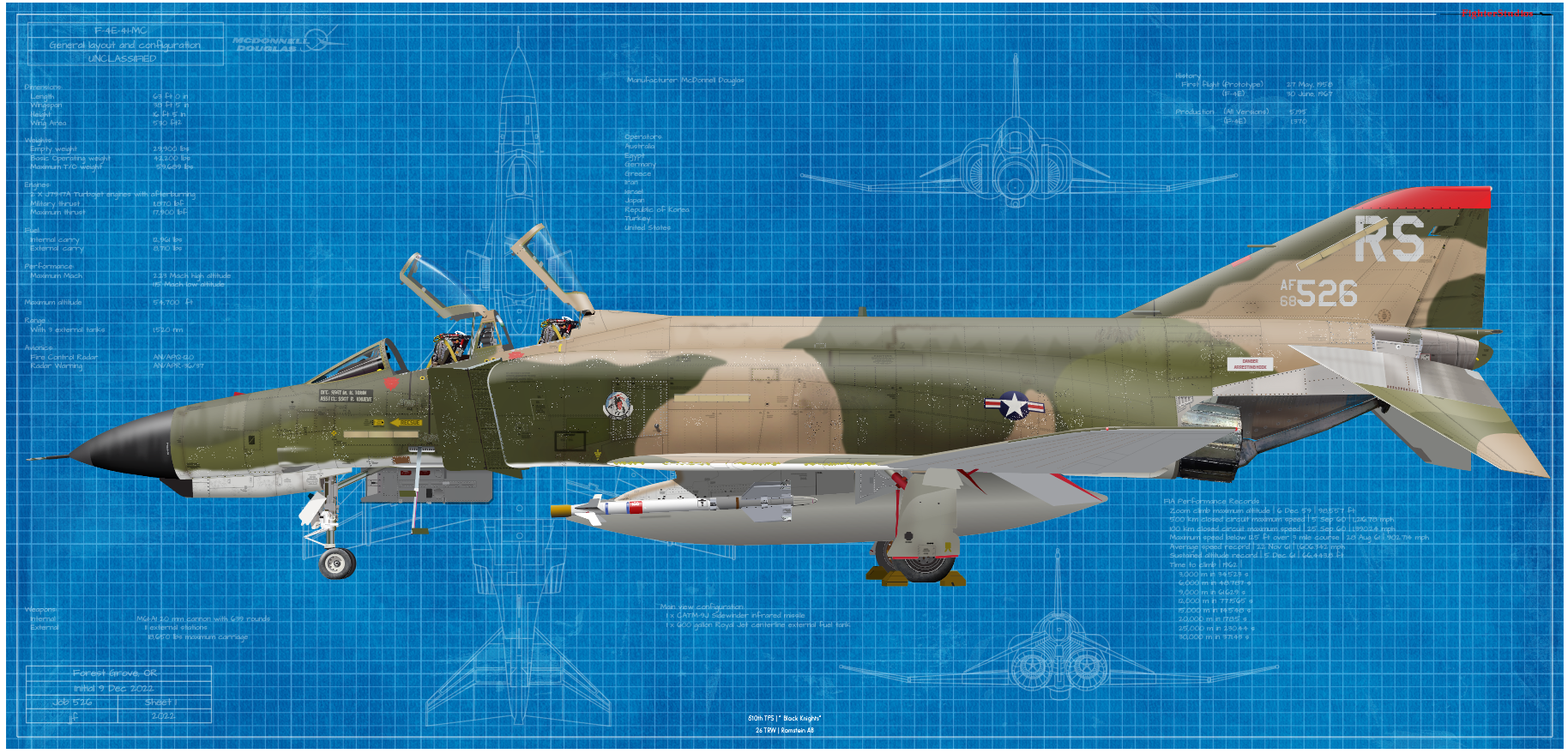 McDonnell Douglas F-4E Phantom II 526 TFS Black Knights 26 TRW